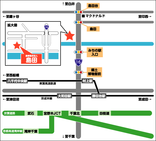 アクセス 千葉県八千代市島田402